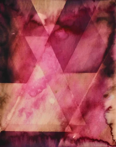 Pintura abstracta "Triángulos rosas"